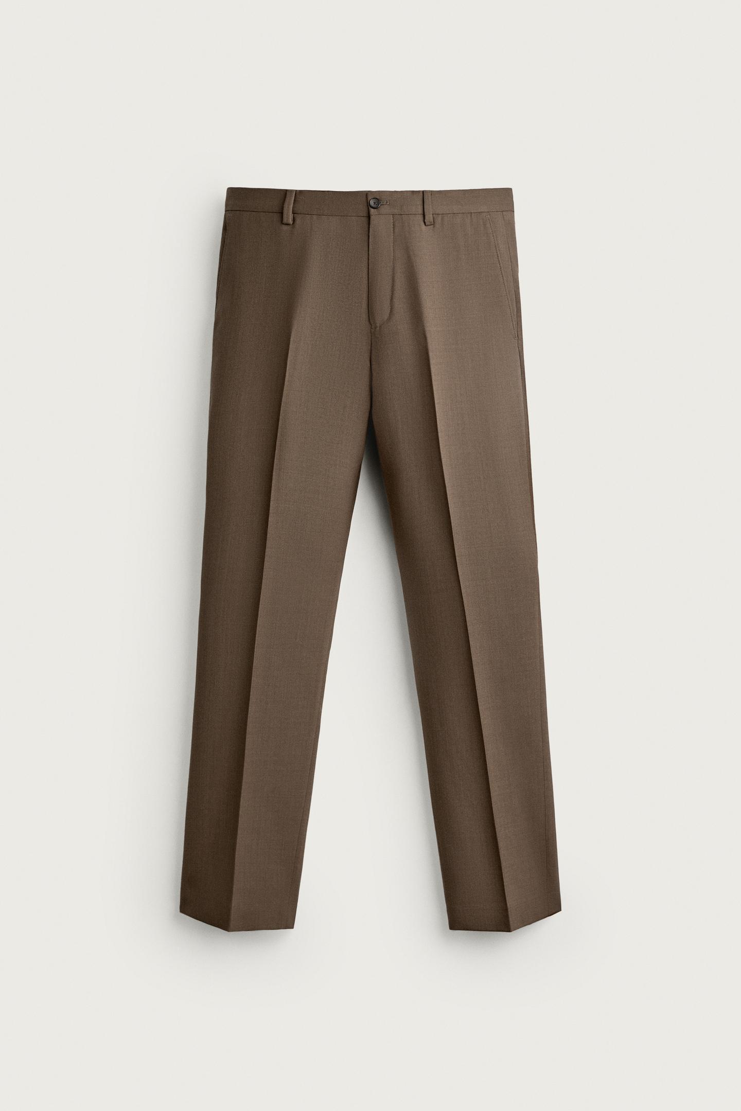 Мужские брюки Zara Regular Fit Suit, цвет: Серо-коричневый коричневый — фото 5