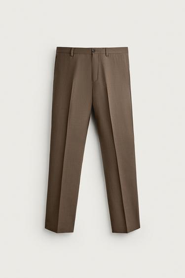 REGULAR FIT SUIT PANTS — taupe brown 1