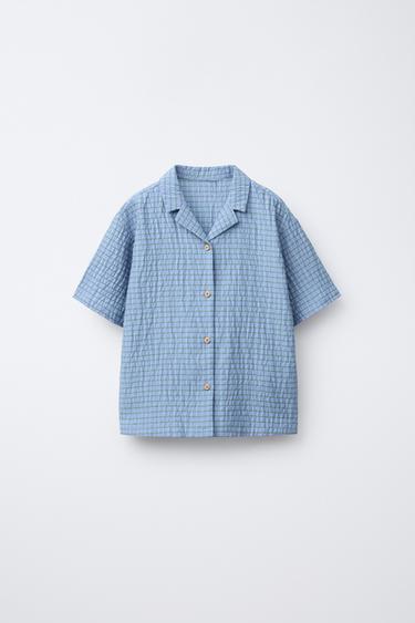 3-6 ANS/ PYJAMA CHEMISE ET BERMUDA À CARREAUX - Bleu de Zara - Image 1