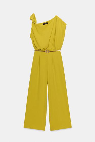COMBINAISON MANCHE ASYMÉTRIQUE CEINTURE - Vert olive de Zara - Image 7