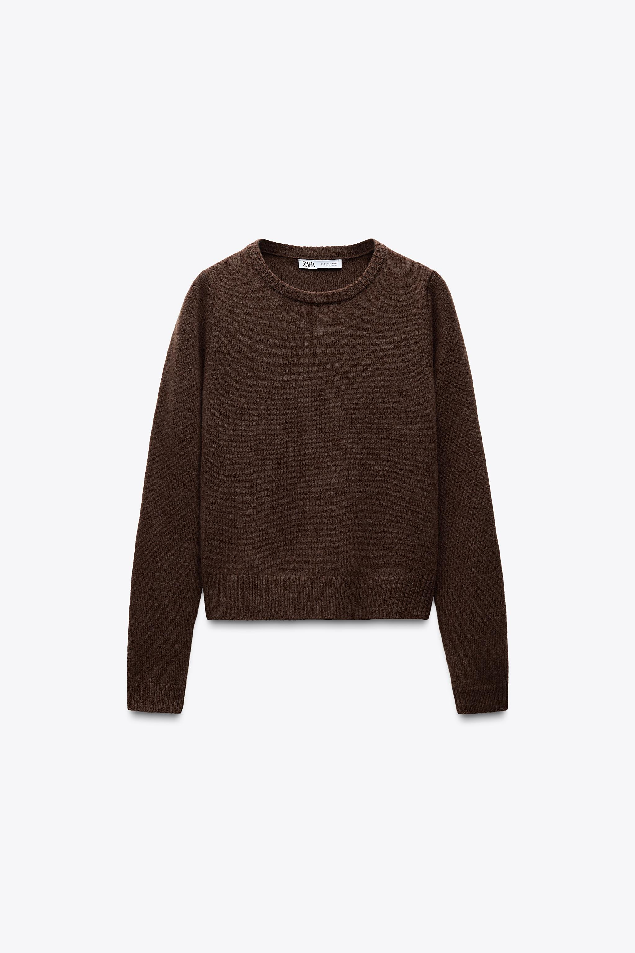 BASIC 100% WOOL SWEATER Brown ZARA United Kingdom