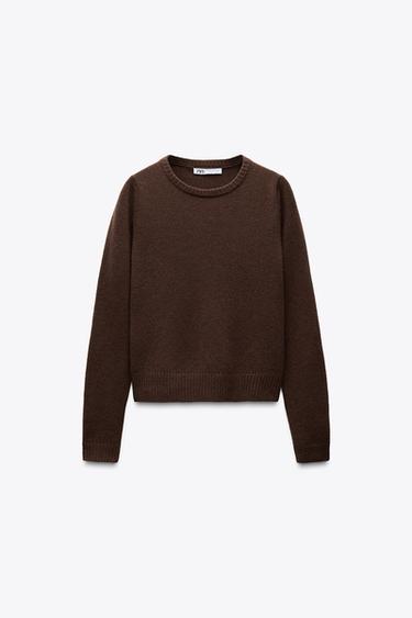 BASIC 100% WOOL SWEATER - Brown by Zara - Image 4