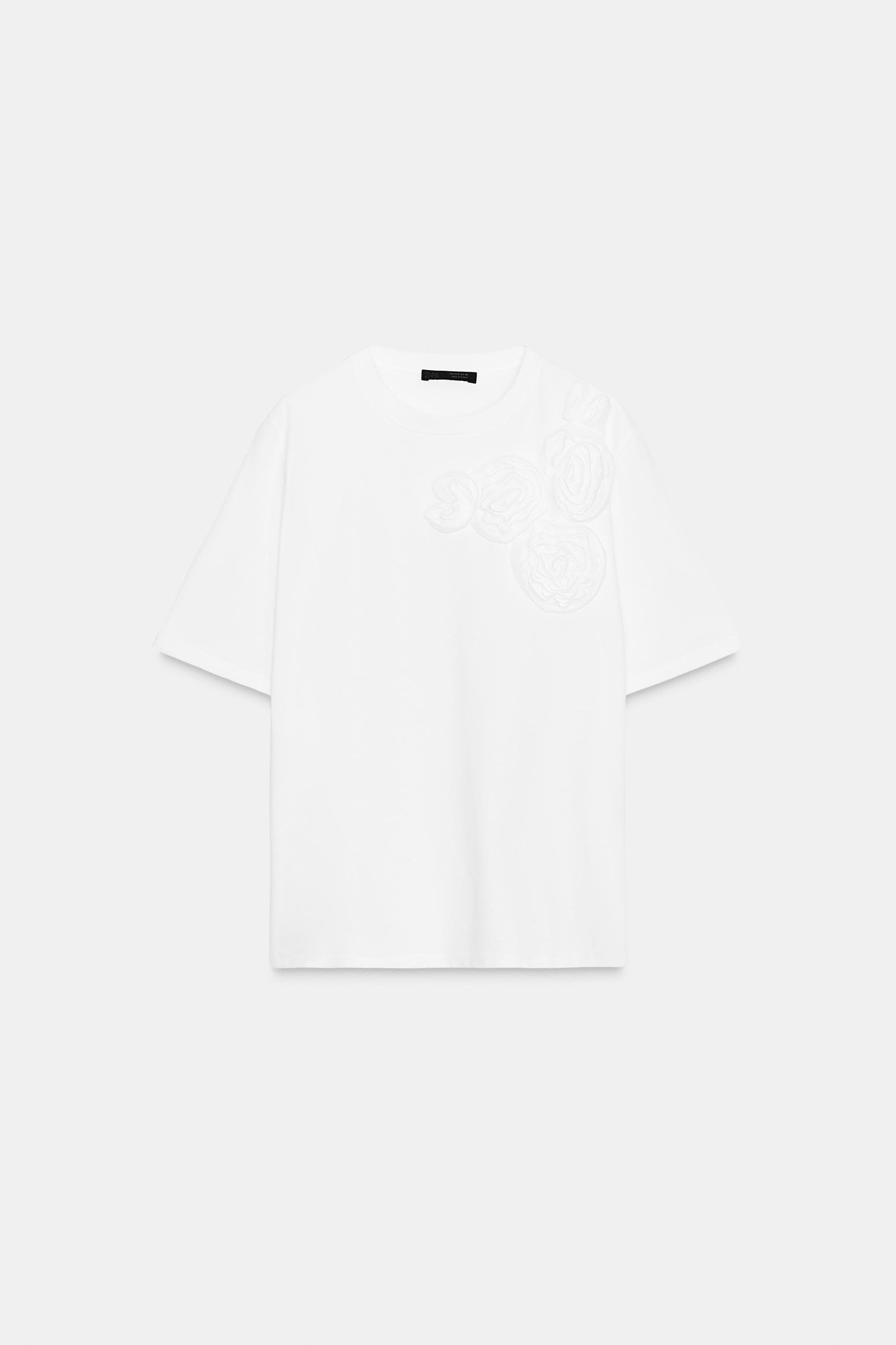 FLORAL VOLUME T-SHIRT - White | ZARA United States