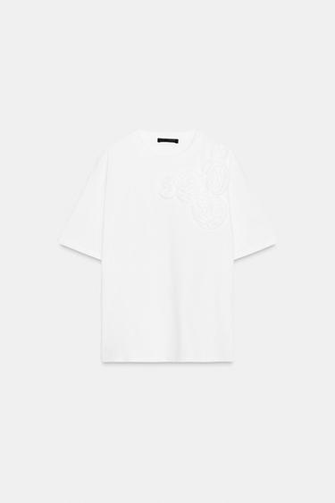 T-SHIRT FLEUR VOLUME - Blanc de Zara - Image 4