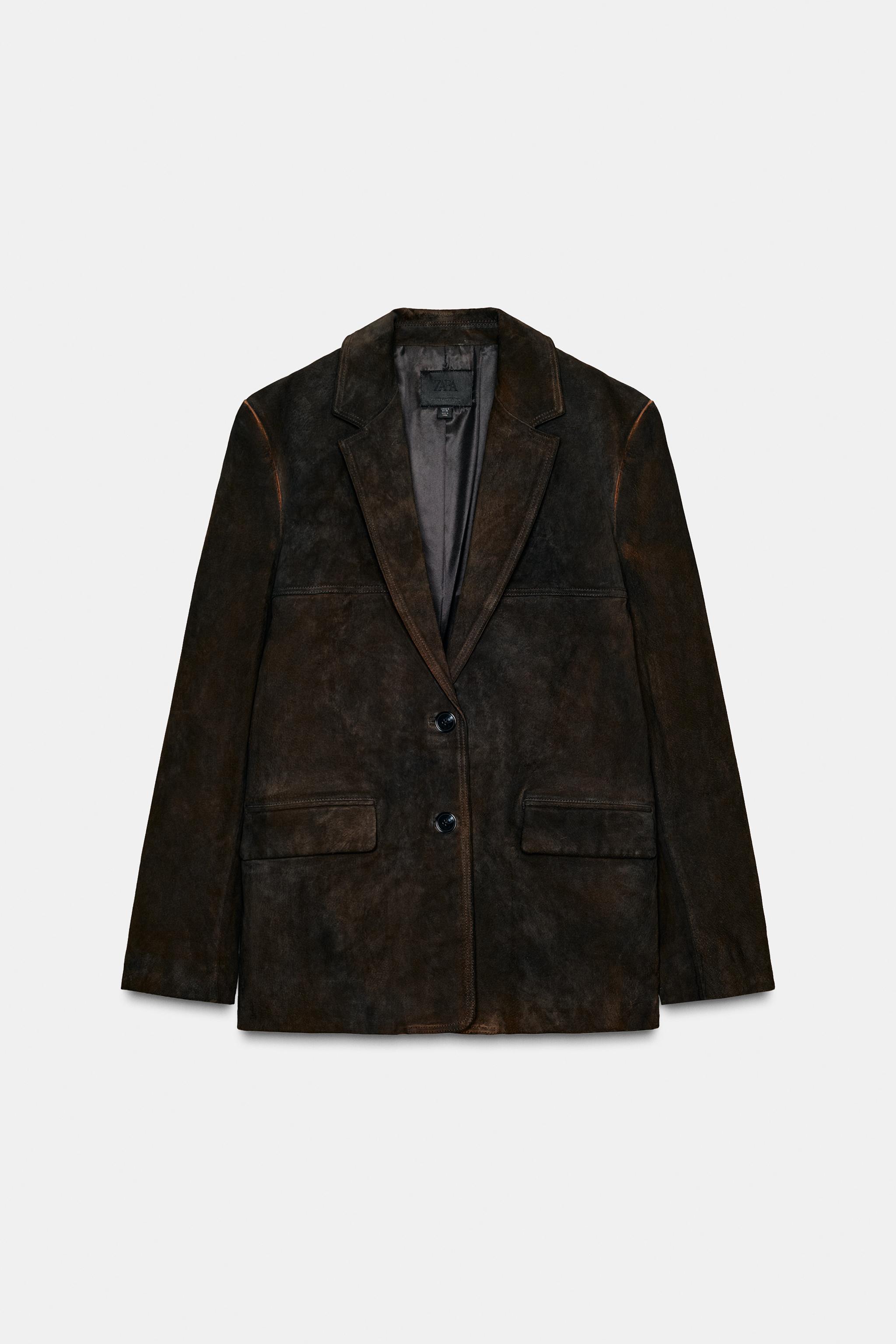 100%スエードレザーブレザー、ポケット付き - ラスト | ZARA Japan / 日本