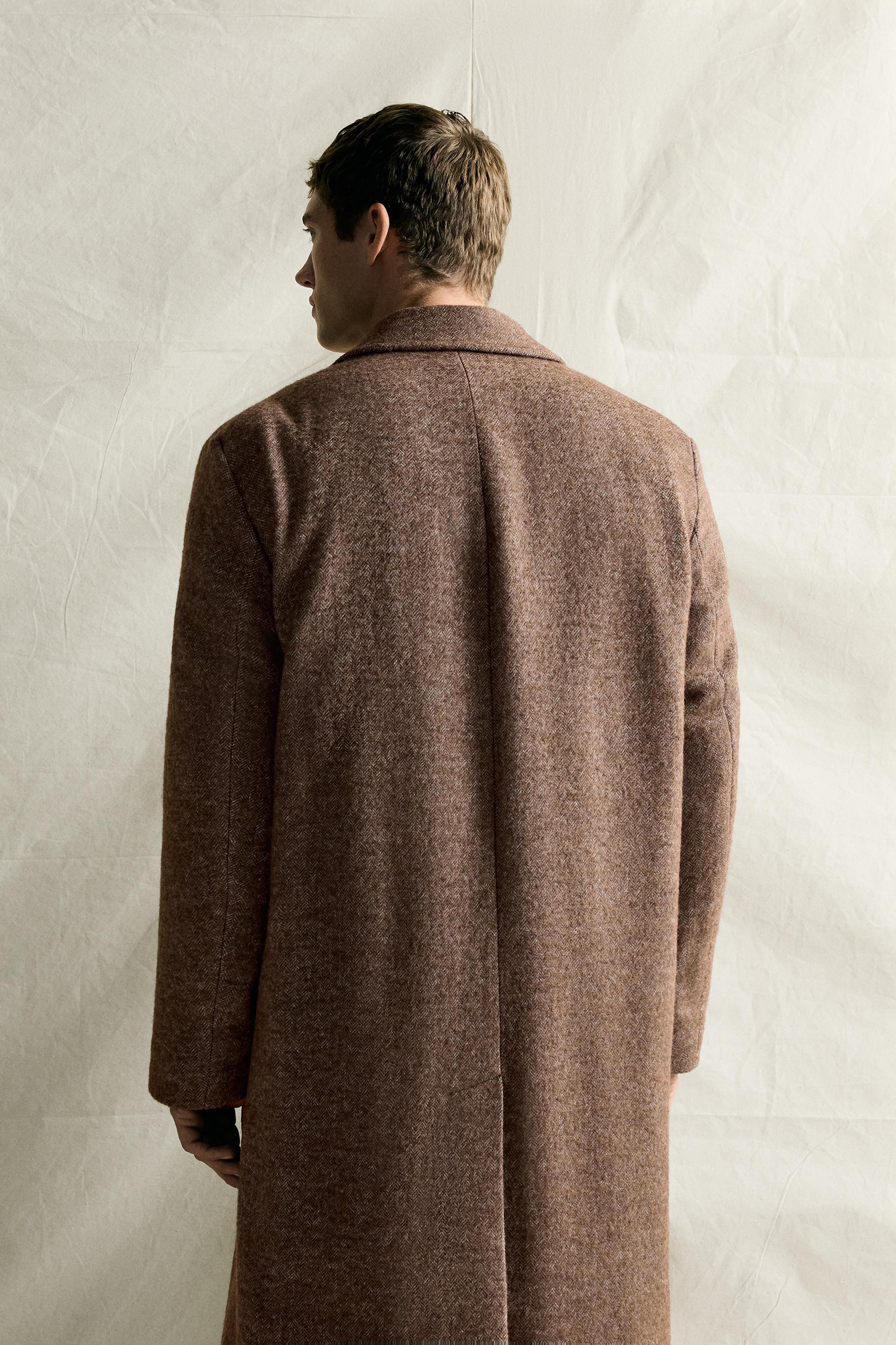 MANTEAU MÉLANGE LAINE STRUCTURE CHEVRONS