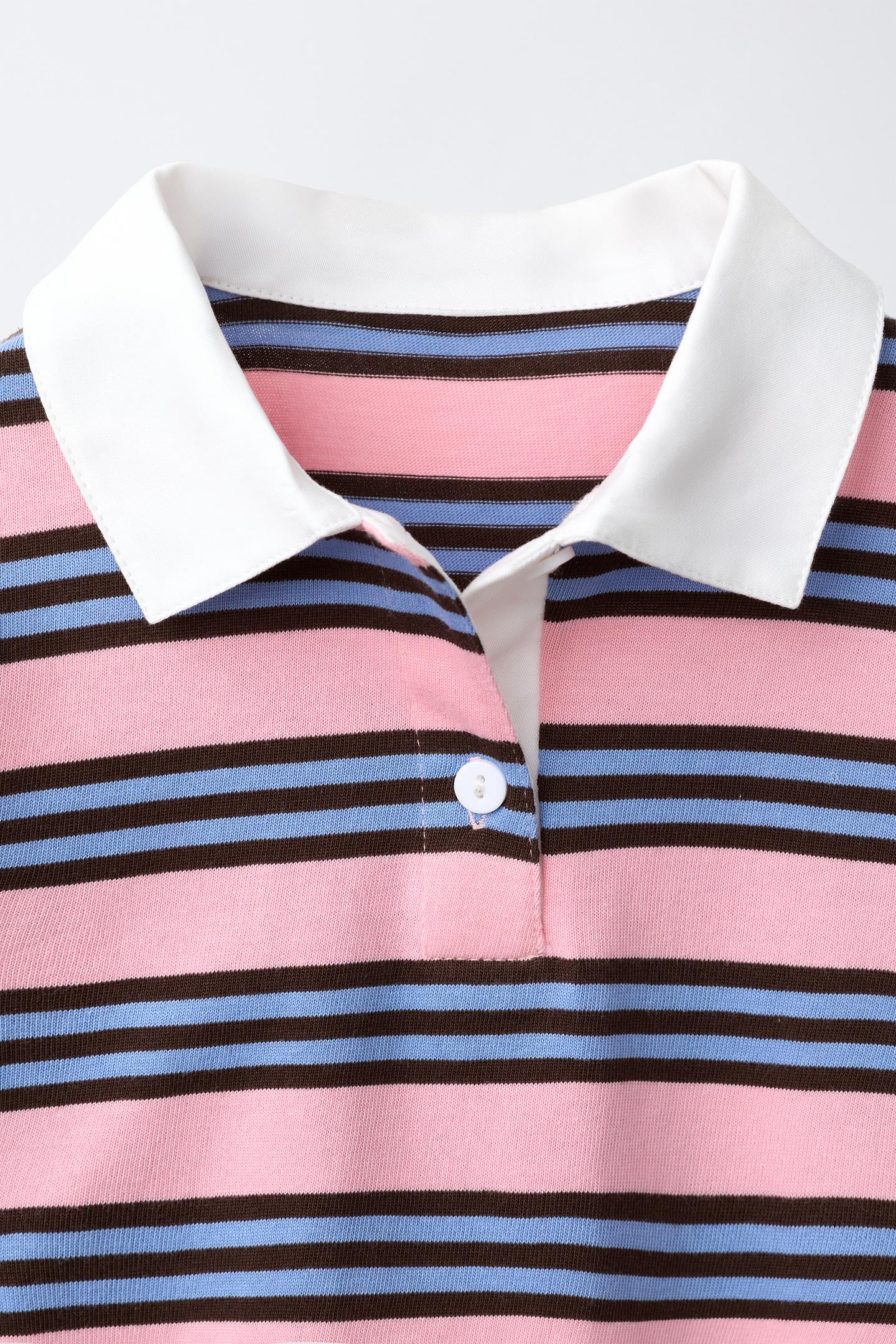 Детское поло Zara Striped Polo Shirt, цвет: Розовый — фото 4