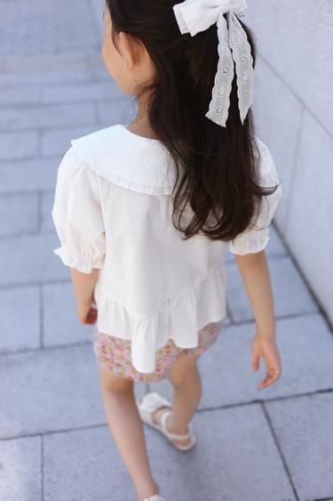 EMBROIDERED BOW SNAP HAIR CLIP - White by Zara