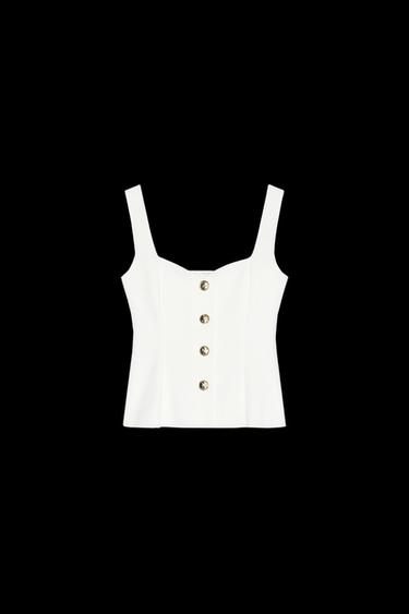 PEPLUM-STRETCH-OBERTEIL IM WESTENSTIL - Cremefarben von Zara - Bild 0