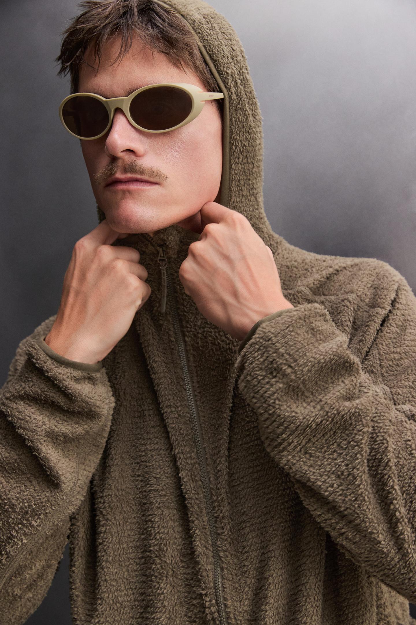 Мужское худи Zara Textured, цвет: Тёмный коричневый — фото 6