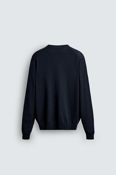 100% WOOL CARDIGAN - Navy blue by Zara - Image 6