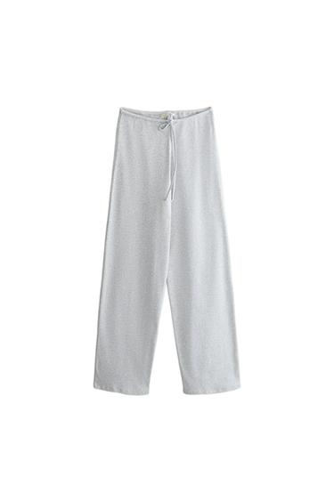 PANTALON COTON CÔTELÉ - Gris de Zara