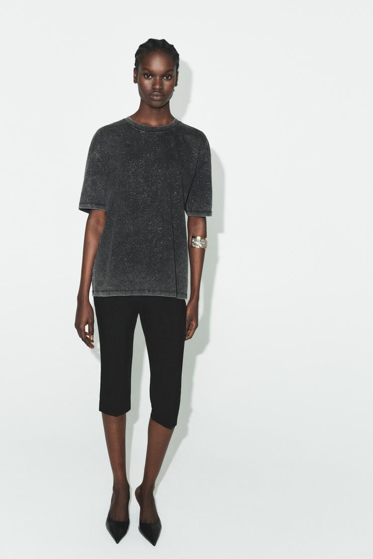 PARLAK SOLUK EFEKTLİ T-SHIRT