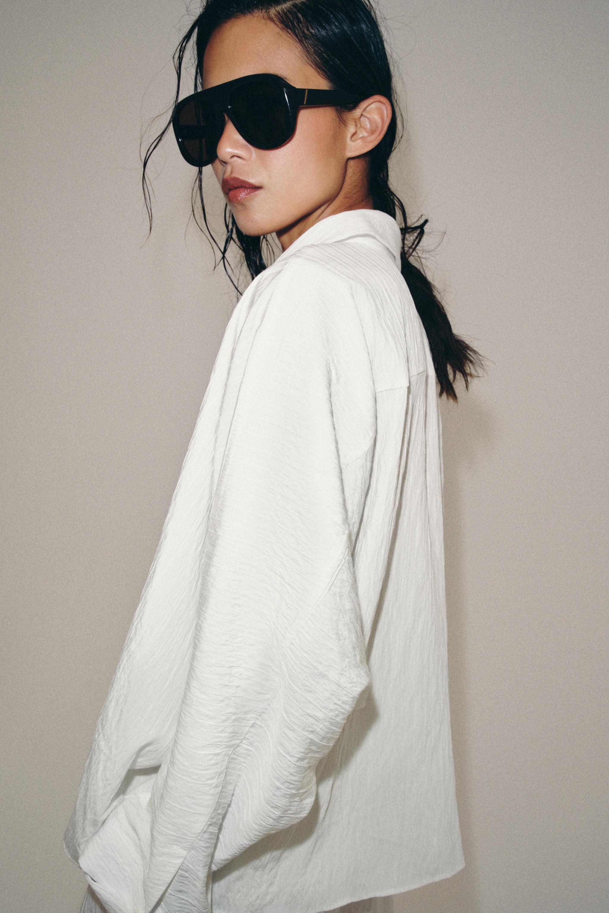 ZW COLLECTION OVERSIZED TEXTURED SHIRT - Oyster-white | ZARA