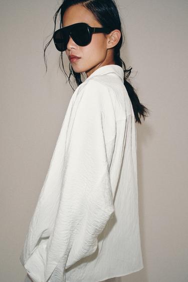 ZW COLLECTION OVERSIZE TEXTURED SHIRT - Oyster-white by Zara - Image 3