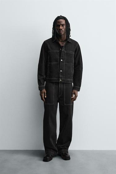 CONTRAST DENIM TROUSERS - Black by Zara - Image 0