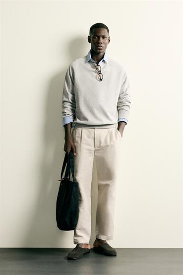 COTTON/LINEN RELAXED FIT TROUSERS - Ecru by Zara