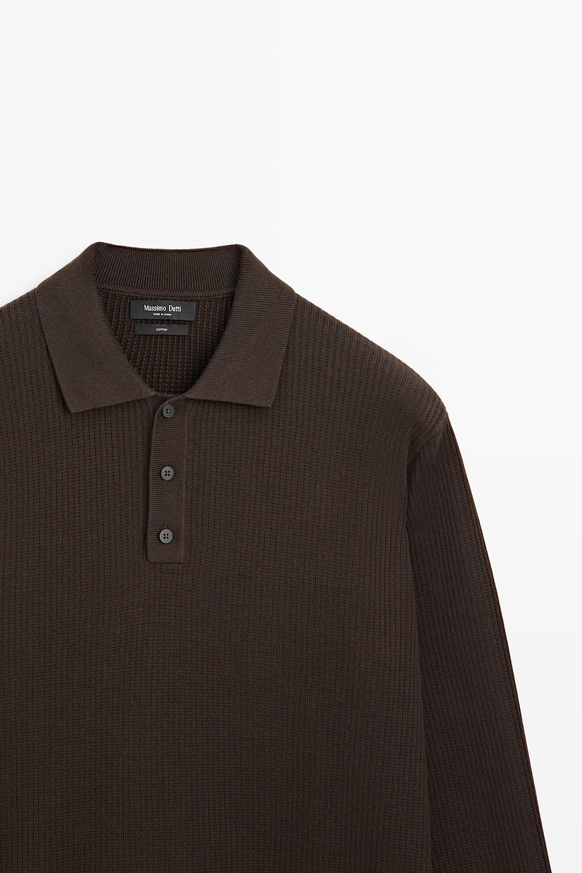 Button-detail polo knit sweater