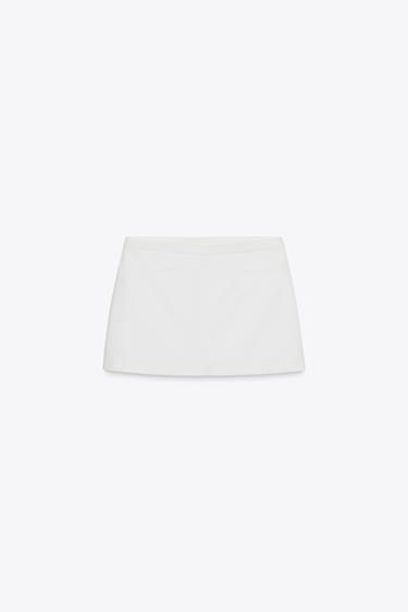 Zara ASYMMETRIC WAIST SKORT - Oyster-white