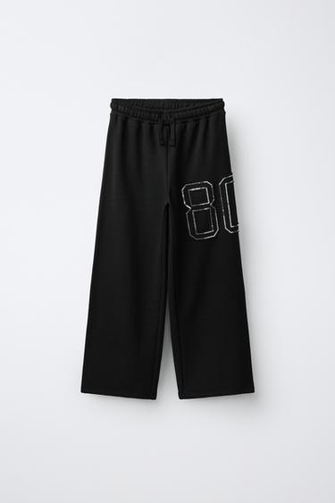 CALÇA WIDE LEG COM LANTEJOULAS - Cinza-antracito da Zara - Imagem 0