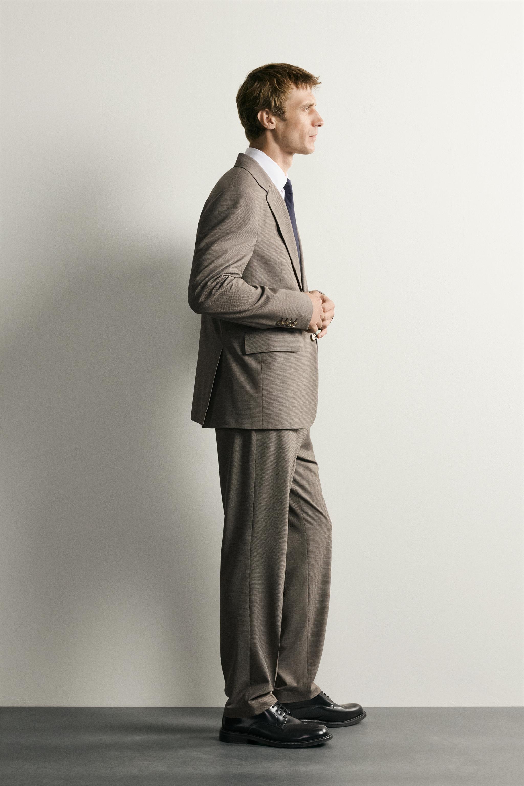 HOUNDSTOOTH REGULAR FIT SUIT TROUSERS