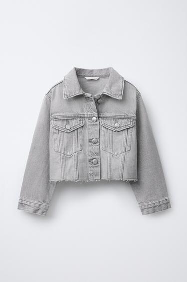 CROPPED DENIMJAKKE - grå fra Zara - Billede 0