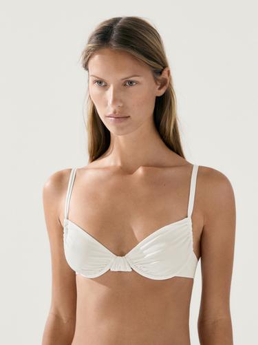 Gathered bikini top with underwire — Oyster-white 2