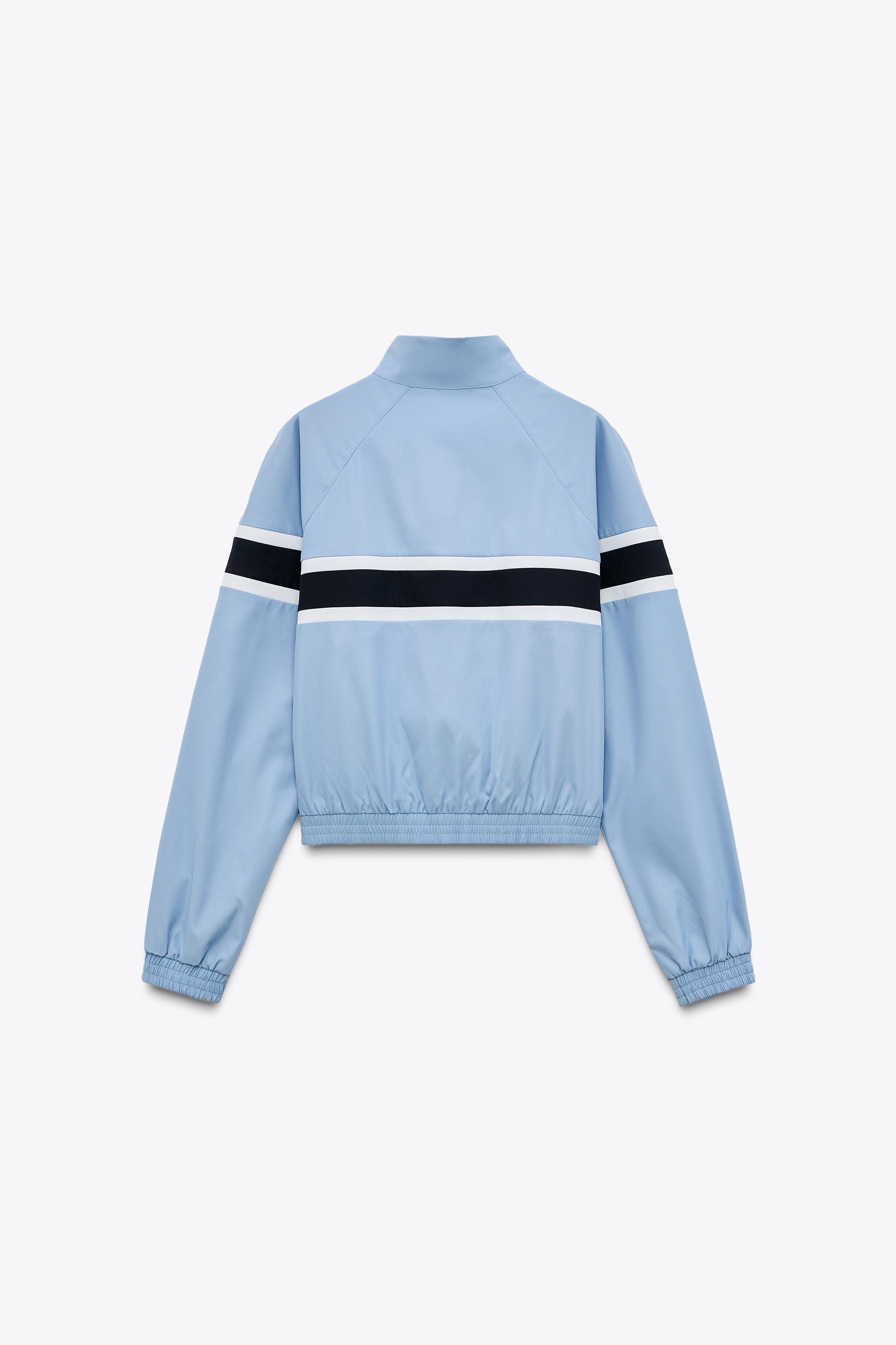 ★ZARA★ JACKET WITH CONTRAST STRIPES JACKET WITH CONTRASTING STRIPES - Blue / Gray | ZARA United