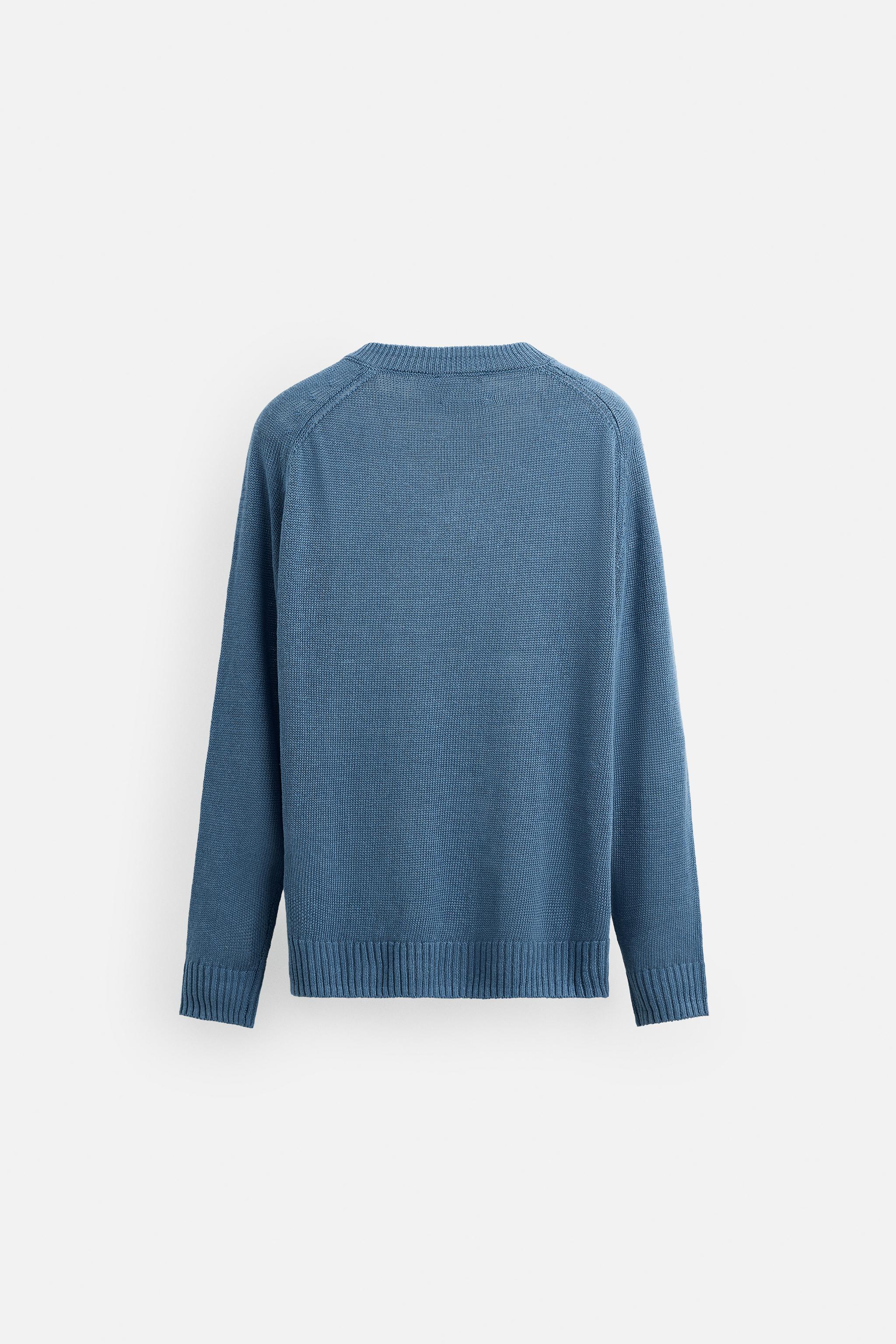 100% LINEN SWEATER - Blue / Gray | ZARA United States