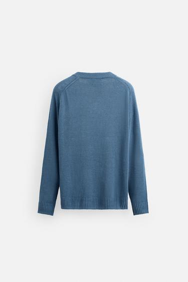 PULL 100 % LIN - Bleu / Gris de Zara - Image 6