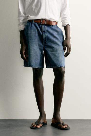 WAXED FINISH STRAIGHT-LEG JEANS - Mid-blue by Zara