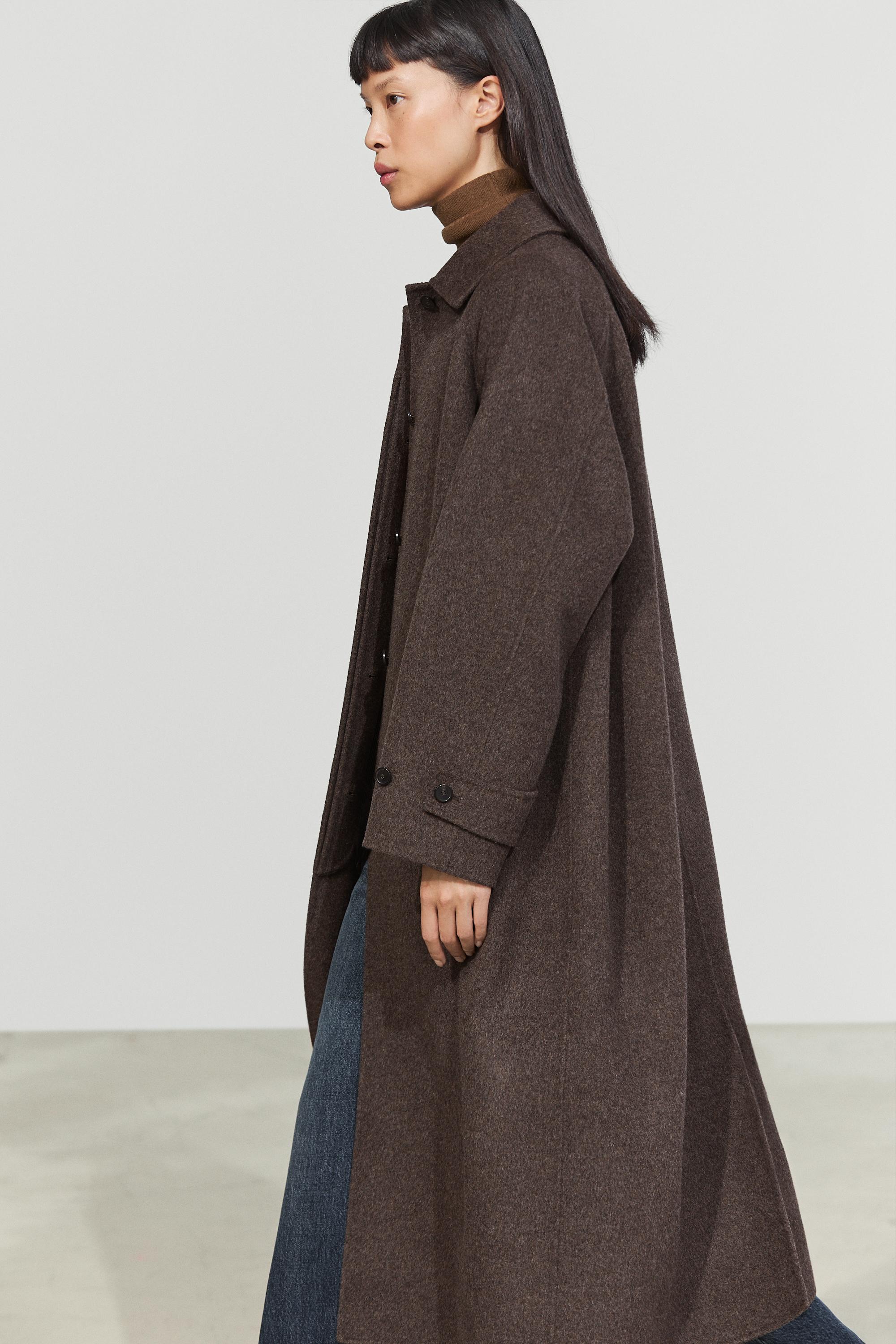 Manteau long en mélange de laine chinée