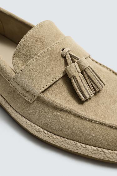 CASUAL LEATHER LOAFERS WITH TASSELS - Ecru White by Zara - Image 5