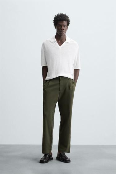 PANTALON LÉGER COUPE DÉCONTRACTÉE - Vert de Zara