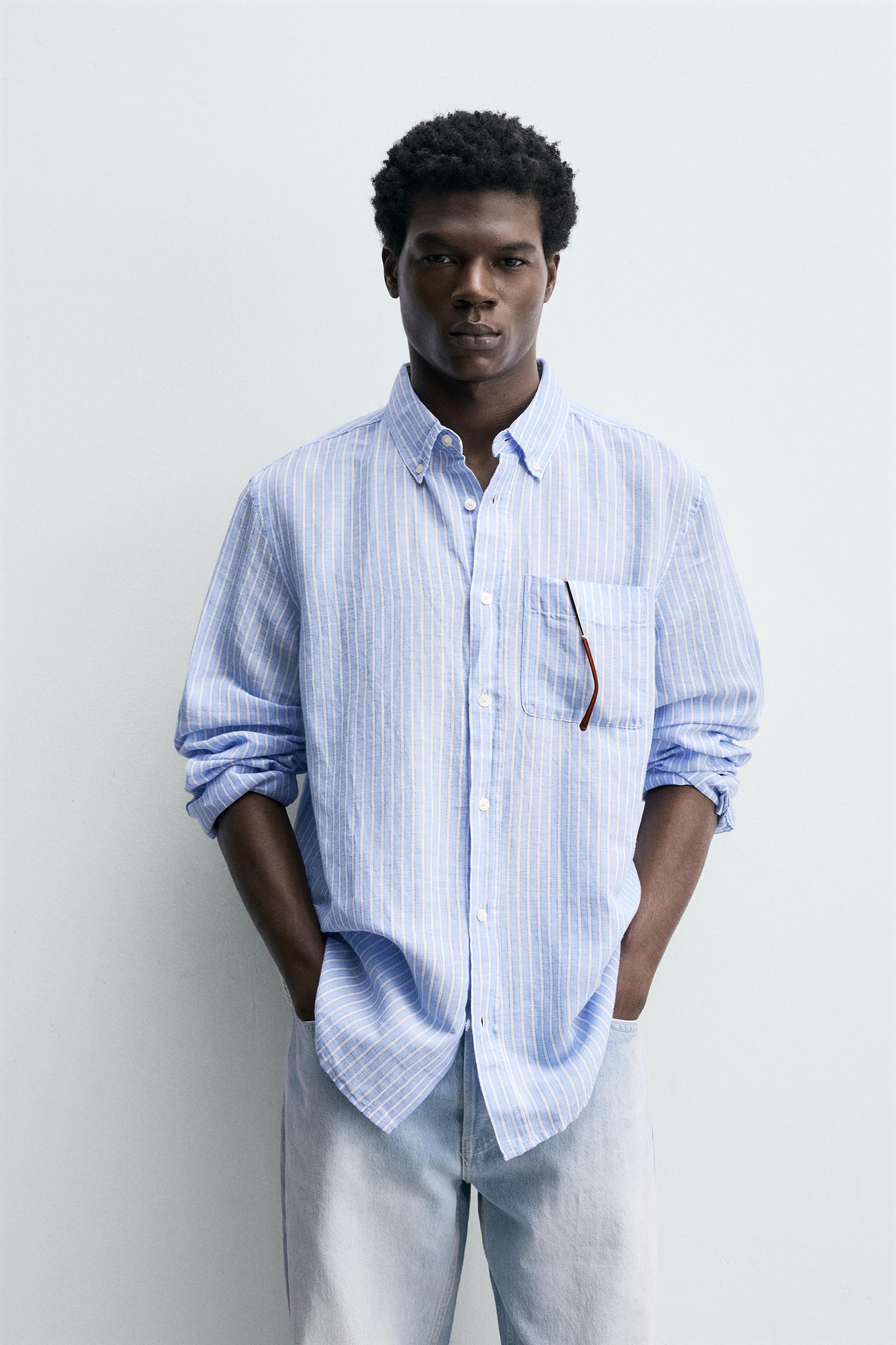 REGULAR FIT LINEN - COTTON SHIRT - Yellow | ZARA United States
