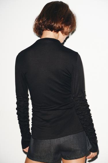 HIGH NECK long sleeve TOP - Black by Zara - Image 3