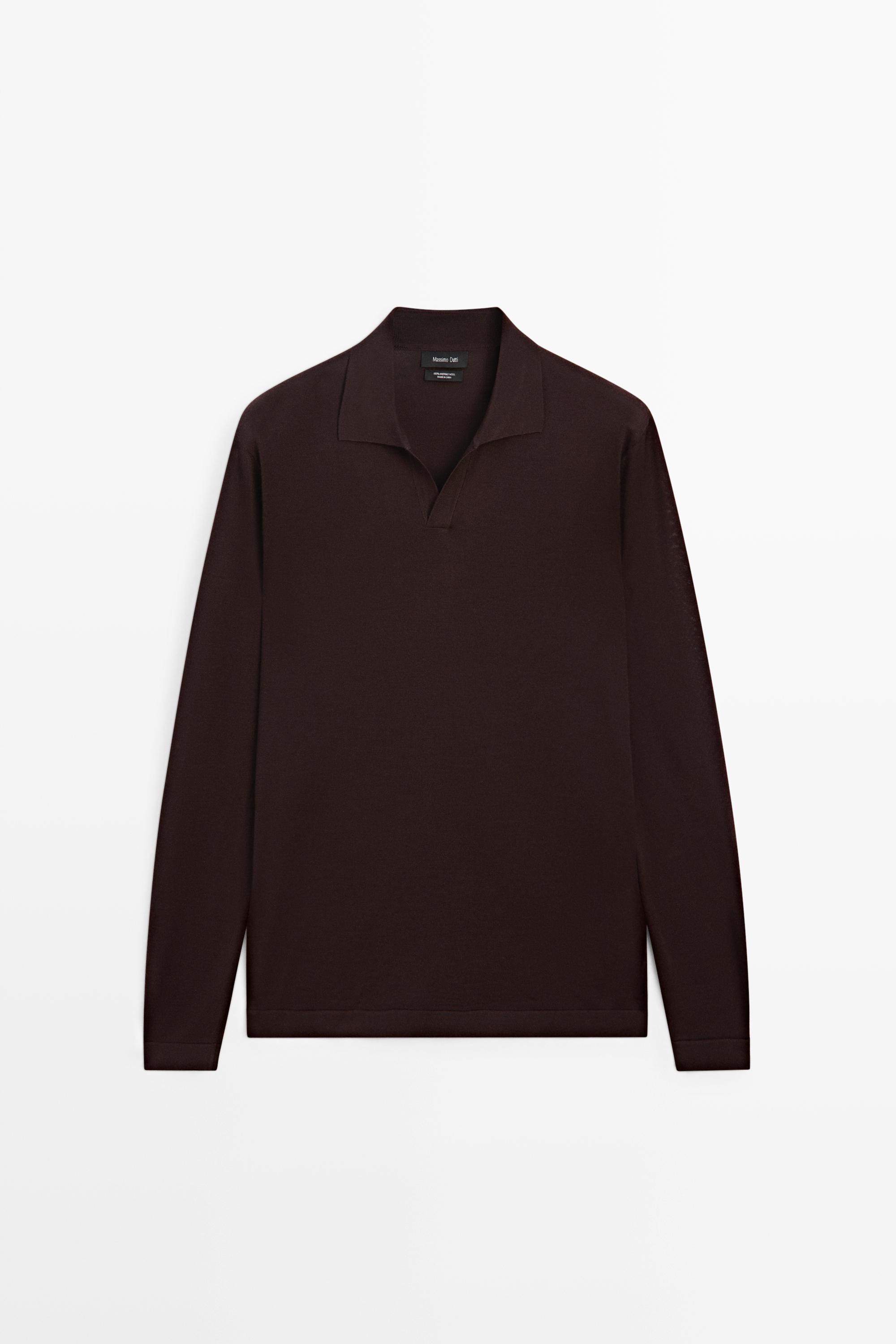 100% merino wool knit polo sweater — TYEFUXIA