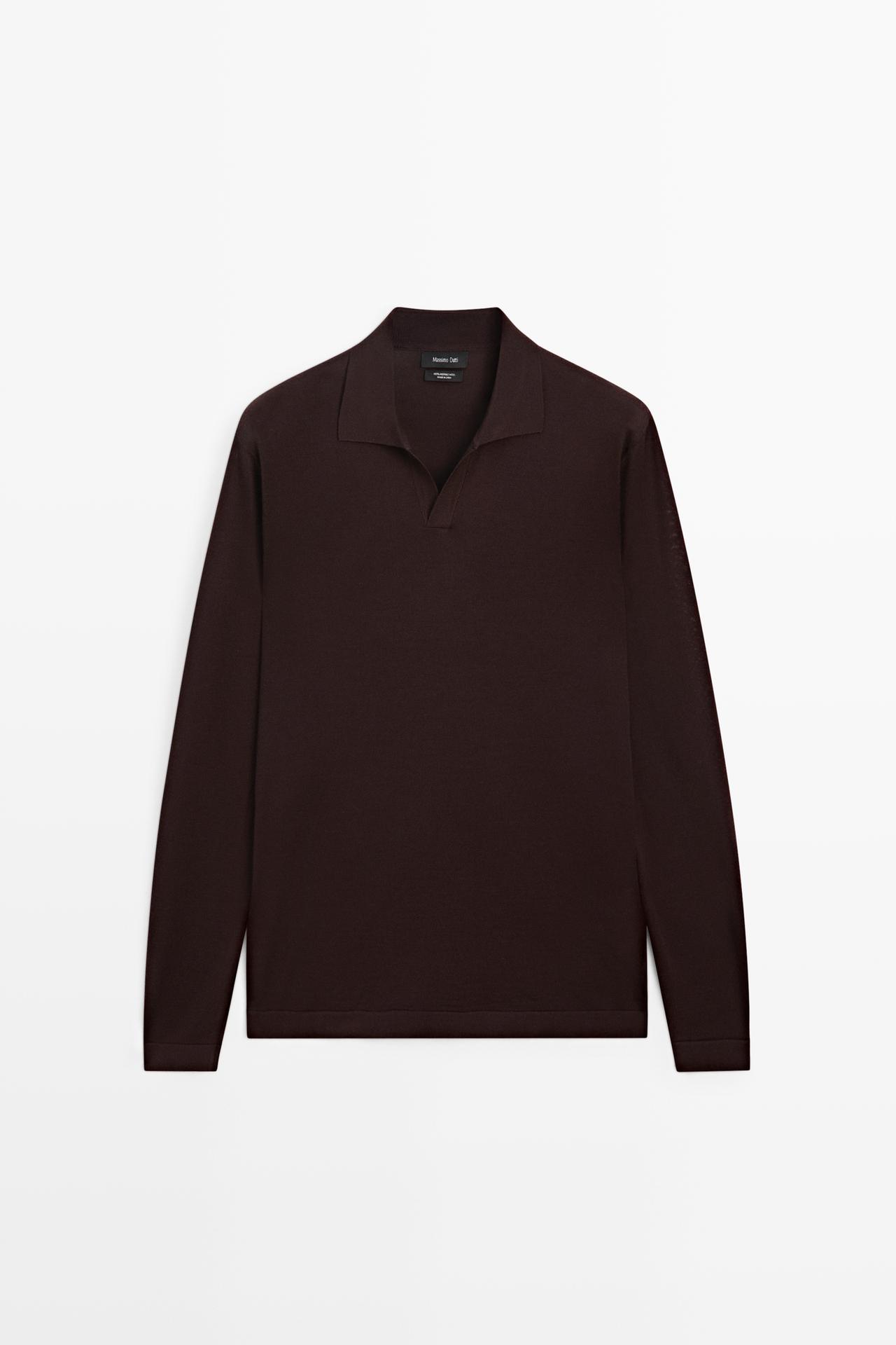 100% merino wool knit polo sweater — TYEFUXIA