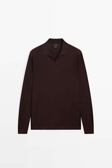 100% merino wool knit polo sweater — TYEFUXIA 1