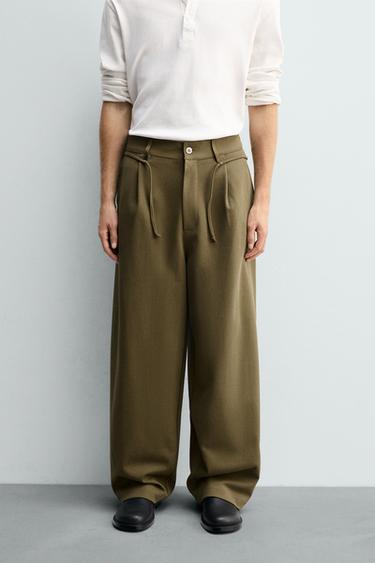 PLEATED DRAWSTRING TROUSERS - Ochre by Zara