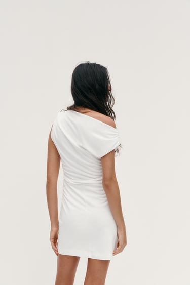 ROBE COURTE ASYMÉTRIQUE - Blanc de Zara - Image 4