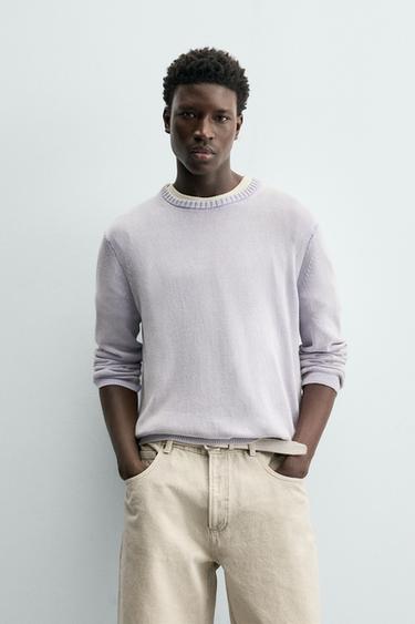 RELAXED FIT COTTON JUMPER - Blue / Lavender by Zara