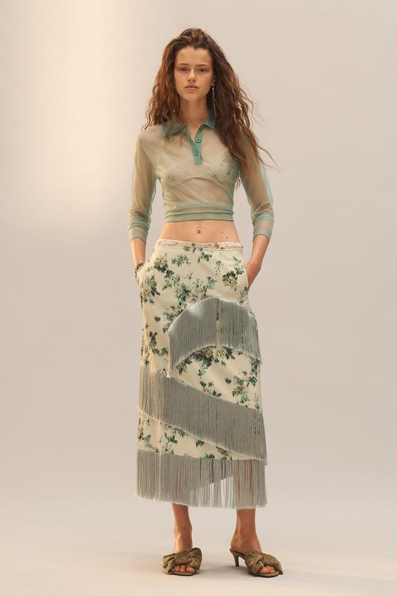 LIMITED EDITION FLORAL FRINGE SKIRT from Zara - $149