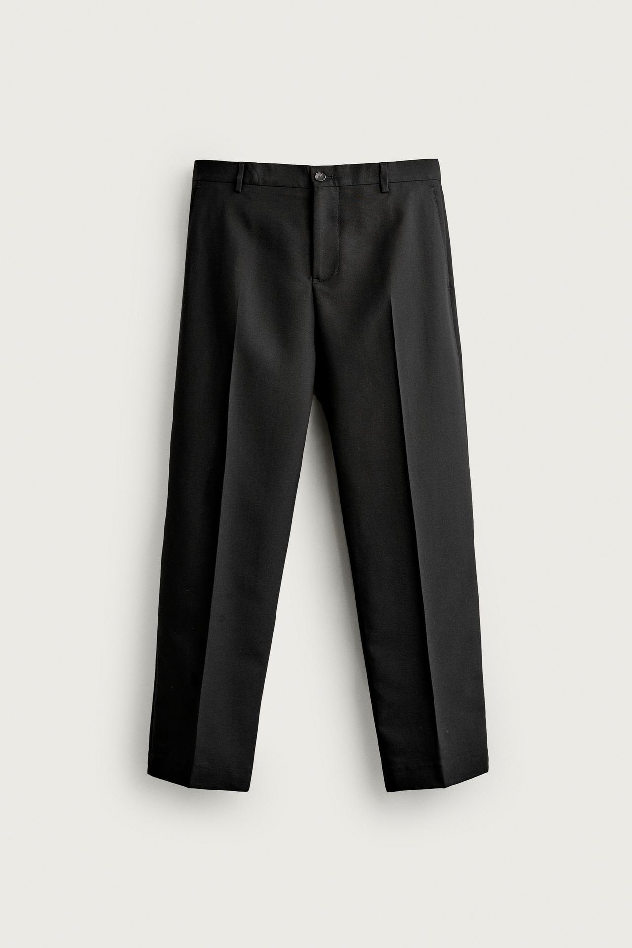 REGULAR FIT SUIT PANTS — Black