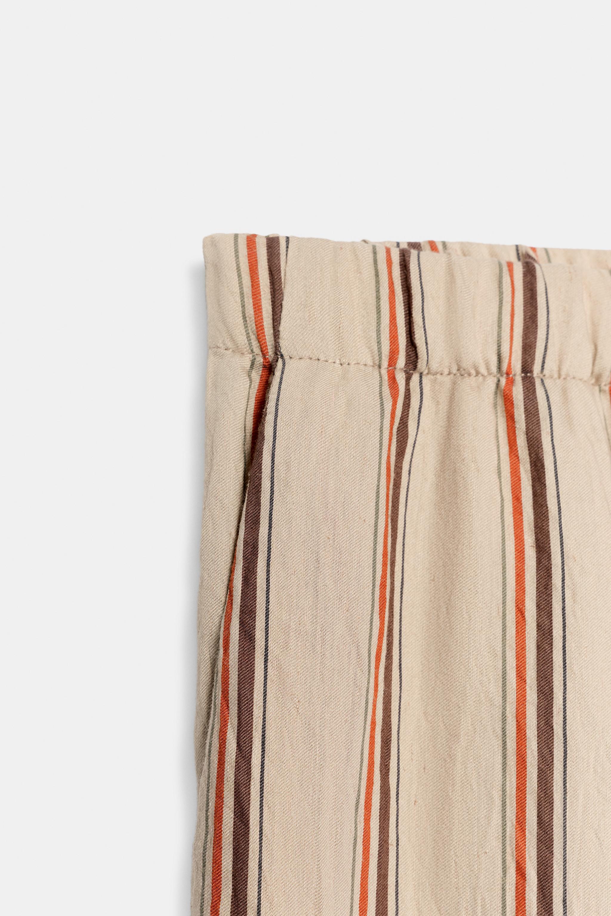 Женские брюки Zara STRIPED FLOWY PANTS — фото 7