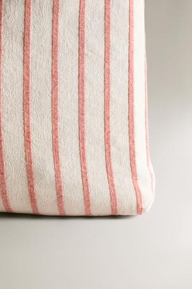 SAC DE PLAGE COTON LIN RAYURES - Corail de Zara - Image 3