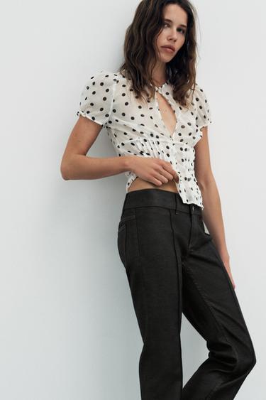 TRF WAXED LOW-RISE JEANS - Chocolate by Zara - Image 1