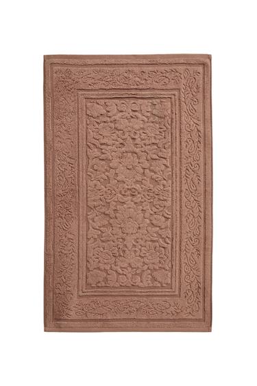 Zara FLORAL JACQUARD BATH MAT - Dark russet