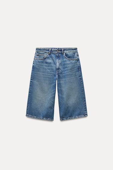 LOW-RISE BAGGY DENIM BERMUDA SHORTS - Blue by Zara