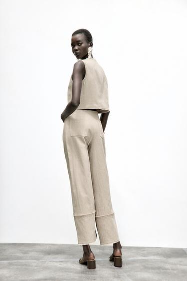 PANTALON RUSTIQUE EFFRANGÉ - Sable de Zara - Image 3